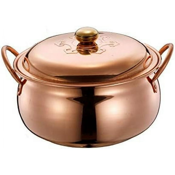 Wollet Copper Pot Pure Copper Goulash Pot Deep Thick Copper Pot Handmade Copper Stock Pot for Gas Stove