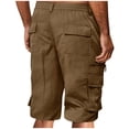thumbnail image 4 of pstuiky Hombres bajos, Pantalones cargo casuales con cremallera y botones para hombre, hasta la rodilla, lisos, con bolsillo, rectos, con cremallera y botones Pantalones cortos cargo, 4 of 6