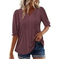 thumbnail image 2 of Weiqiqre Women's Tops 3/4 Sleeve Shirts V Neck Blouses Tunic Top Spring Summer 2025, 2 of 8