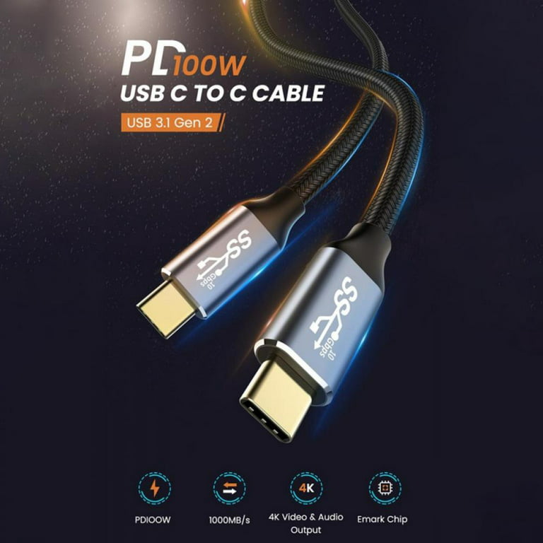 Cable Usb-c 3 En 1 Carga 100w Resolución 4k Transferencia 20gbps Acodado 1m  Gris con Ofertas en Carrefour