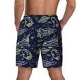 thumbnail image 3 of Sigee Hand Drawn Rockets Print Mens Swim Trunks with Compression Liner Quick Dry Swim Stretch Beach Shorts with Pockets,S-3XL, 3 of 7