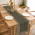 thumbnail image 3 of Sage Green Floral Boho Table Runner - 60 Inch Long Ethnic Tribe Abstract Art Flower Cotton and Linen Blended Dress Scarves Farmhouse Table Runner for Kitchen Dining, Coffee Table, 13" x 60", 3 of 8
