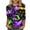 A-Purple1, variant on Women's Mardi Gras Shirts Carnival Daily 3/4 Sleeve Bow Round Neck Loose T-shirt Purple S