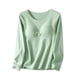 thumbnail image 2 of Pijama de manga larga para mujer, ropa gruesa y pantalones de invierno, con almohadilla de pecho desmontable, cuello redondo, para el hogar, blusa modal de manga larga., 2 of 3