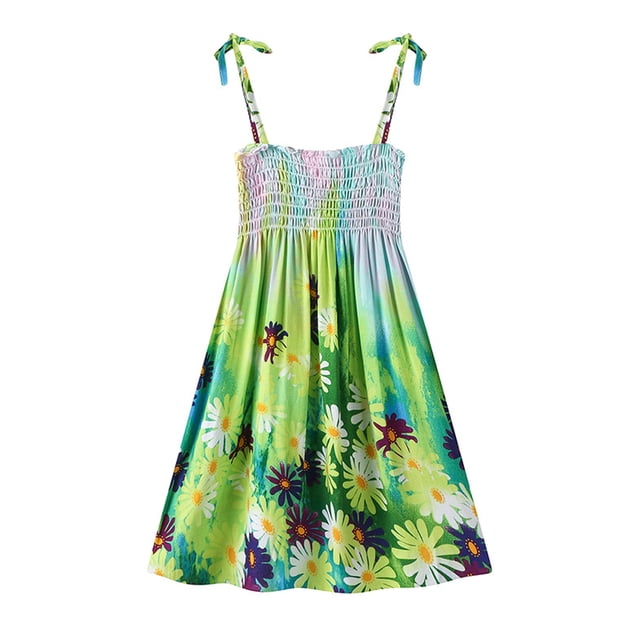 Qudderr Robe d'Été 1-10T pour Fille Robe de Plage Dos Nu pour Enfants Robe Décontractée Cami Hawaïenne de Vacances pour Filles