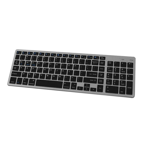 Teclado Bluetooth, teclado multidispositivo recargable Bluetooth 3.0 con número D negro