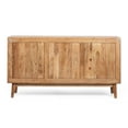 thumbnail image 6 of 58" Farmhouse Buffet Cabinet, Storage Cabinet with Wood Legs and Shelves, Sideboard Coffee Bar Cabinet with 3 Doors for Kitchen, Dining Room, Living Room, Natural, 6 of 9