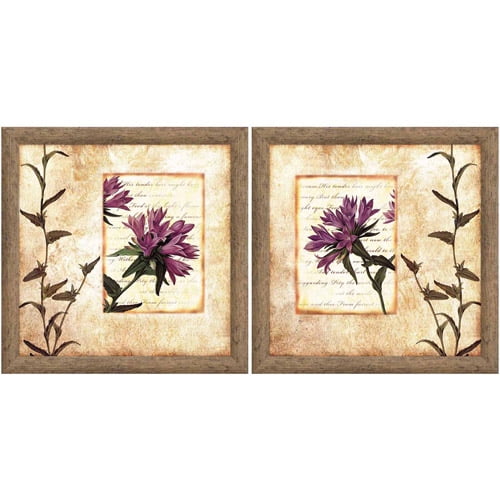 Violet Vintage Floral Wall Art, Set of 2 - Walmart.com