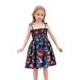 thumbnail image 1 of Robes pour Filles Bébé Tout-Petits Filles Été Imprimé Floral Robe à Bretelles Légère Décontractée avec Attaches Réglables pour Plage Robes Tout-Petits Bleu Foncé 3 Ans-4 Ans, 1 of 4