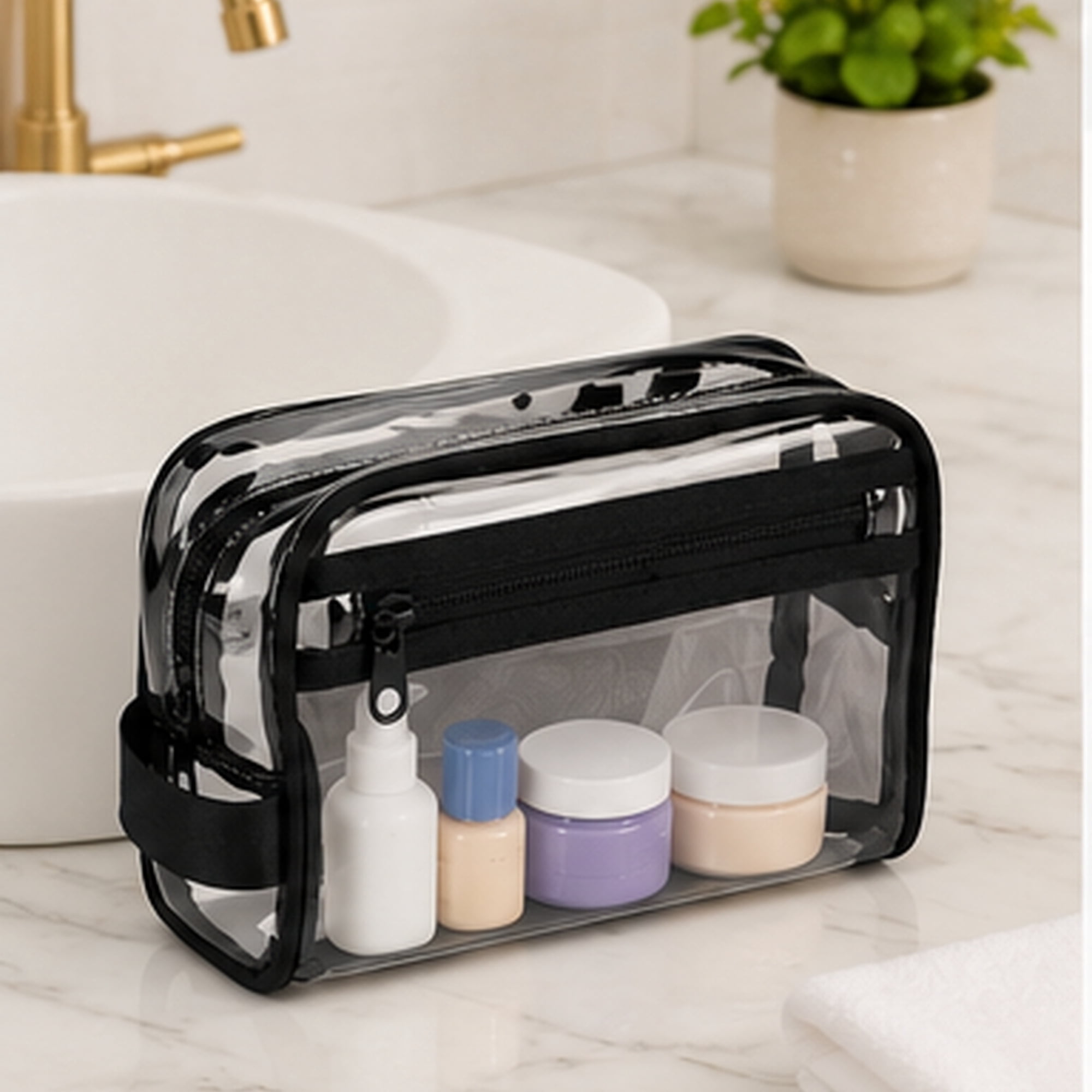 Travel Organizer with Side Pocket and Handle, Clear