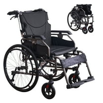 Aluminum Multifunctional Manual Wheelchair for Adults, Lightweight Wheelchair 18" Seat Width, Self Propelled Wheelchair, Removable Footrests and Armrests