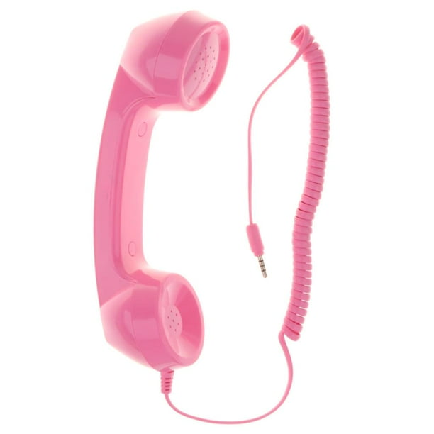 Elegante auricular de teléfono móvil, receptor de teléfono retro de 3,5 mm para móvil Rosado