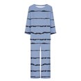 thumbnail image 4 of SHTXOZHI Womens Pajama Sets Long Sleeve Crewneck Tops Wide Leg Pants Two Piece Lounge Set, 4 of 5