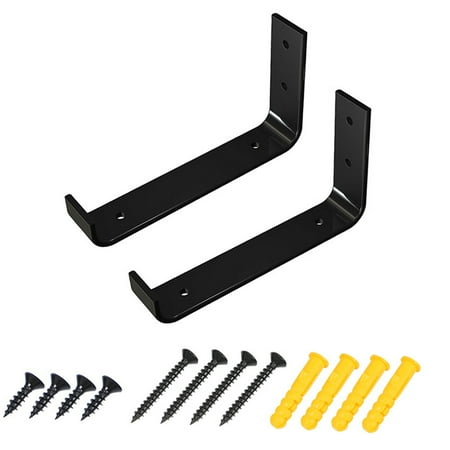 

Premium Heavy-Duty Shelf Brackets W/Lip - Rustic Finish - Farmhouse Industrial Open Shelving Holder Hanger + Hardware 2 20cm