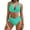 003 Mint Green, variant on Hvot&aat Women High Waisted Bikini Sets Deep V-Neck Halter Ruched Bathing Suits Solid Color Swimsuits