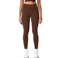 thumbnail image 2 of HTQWLP Women's High Waisted Leggings, Tummy Control Compression Fitness Yoga Pants, Soft Stretchy No Front Seam Leggings - Coffee XXL, 2 of 6