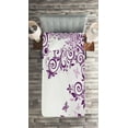 thumbnail image 2 of Ambesonne Mauve Quilted Coverlet 2 Pcs, Lilium Floral Branch, Twin Size, Violet, 2 of 2