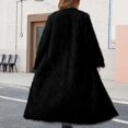 thumbnail image 6 of Women's Over the Knee Length Plush Overcoat, Long Fuzzy Coat, Oversized Faux Fur Jacket, Winter Warm Coat, Casual Lounge Coat, Plus Size Outerwear Black L, 6 of 8