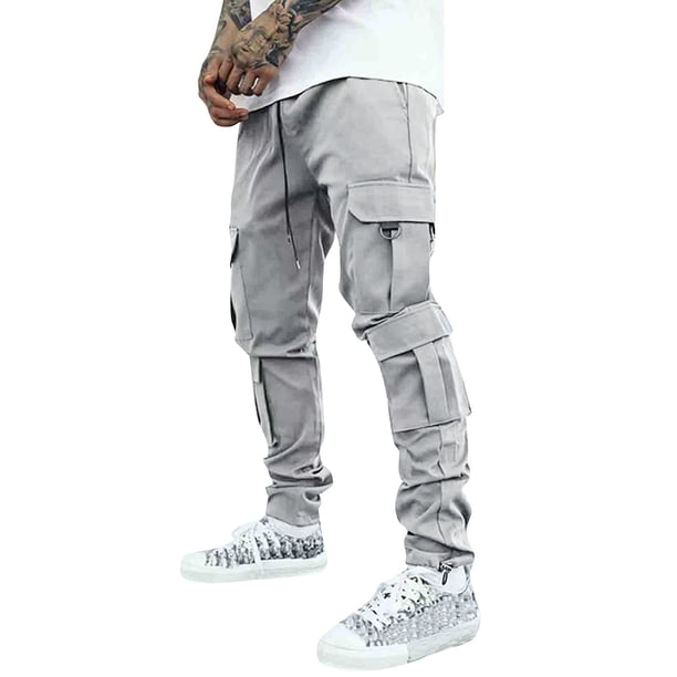 Pantalones cargo informales para todas las estaciones para hombre: pantalones de chándal con cintura elástica y bolsillos para actividades al aire libre y uso diario
