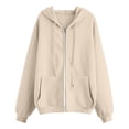 thumbnail image 5 of Zip Up Hoodies Women 2026 Spring Casual Long Sleeve Sweatshirts Fall Winter Track Jackets with Pockets Beige S, 5 of 5