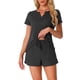 thumbnail image 1 of Conjunto de lounge de punto waffle para mujer INSPIRE CHIC de 2 piezas, traje deportivo con bolsillos, color negro L, 1 of 5
