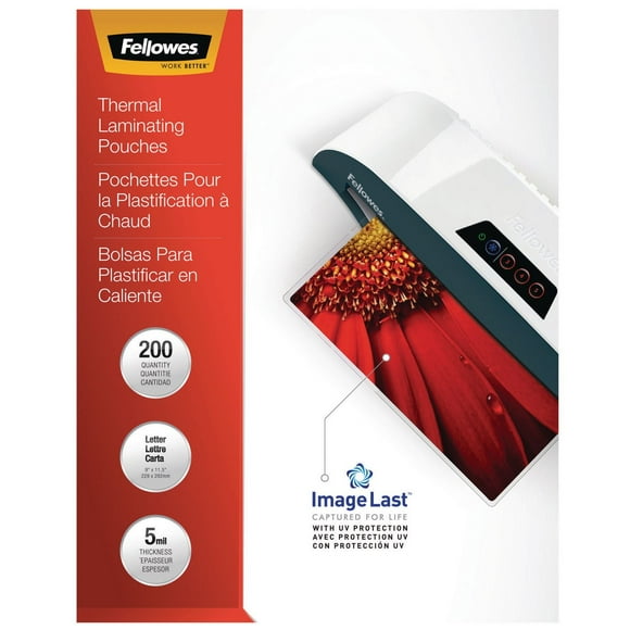Fellowes Thermal Laminating Pouches - ImageLast™, Jam Free, Letter, 5mil, 200 pack