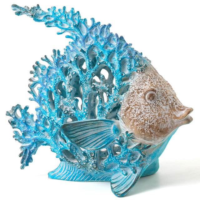 Escultura VVGIFTS pez ángel de arrecife de coral 19x18 cm, azul