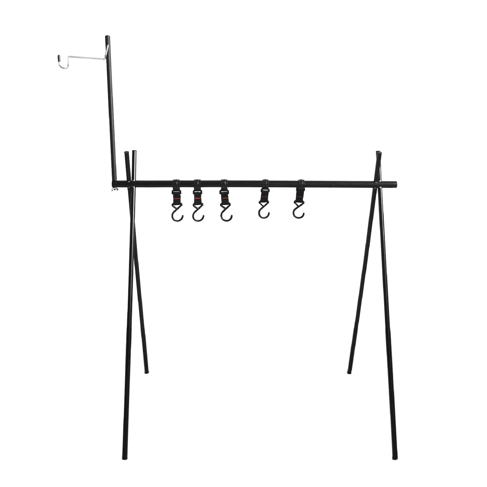 Collapsible Camping Cookware Hanging Rack with Hooks Lantern Stand