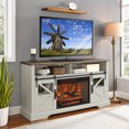 thumbnail image 2 of 60 Inch Electric Fireplace Entertainment Center With Door Sensor-Jasmine white color, 2 of 11