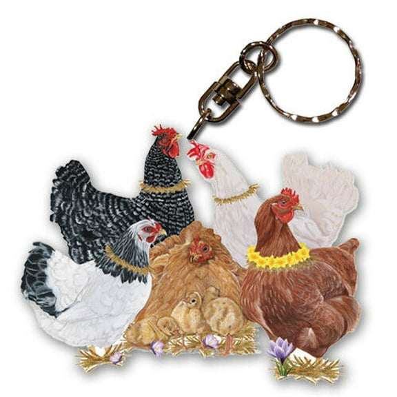 Chickens Keychain, Souvenir Key Holder, Purse Charm Tag, Pet Key Rings Craft Ornaments, Wooden Die-Cut