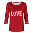 thumbnail image 4 of ICHUANYI Valentine's Day Love Heart Shirts for Women Graphic Crewneck 3/4 Sleeve Plus Size Tops Cute Loose Fit Three Quarter Casual Dressy Blouses, 4 of 5