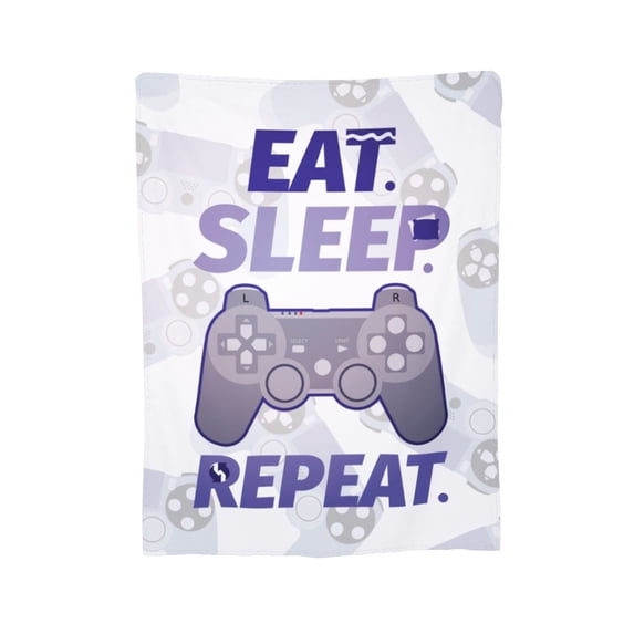 XMXY Fleece Throw Blanket for Couch, Eat Sleep Game Repeat Retro Cartoon Print Lightweight Plush Fuzzy Cozy Soft Bed Blankets and Throws for Sofa, 60"x50" inches