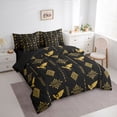 thumbnail image 3 of Feelyou Dragon Bedding Comforter Set 7pcs, Black Yellow Aztec Triangle Full Bedding Set, 3 of 8