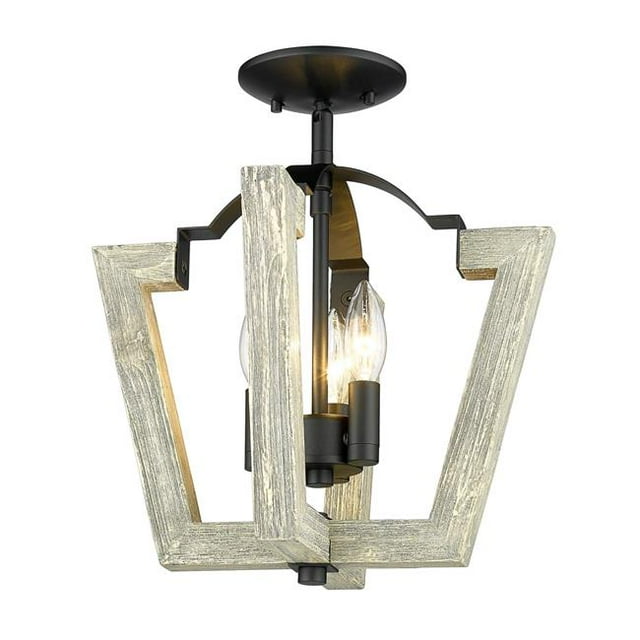 Golden Lighting 7802-SF NB-GH Regan Semi-Flush, Natural Black