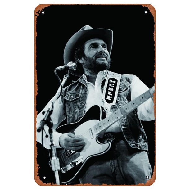 Chapa Metal Merle Haggard Pintura Hierro Rectangular Del para Pared 30x40cm