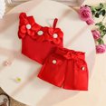 thumbnail image 6 of TOWED22 Baby Toddler Girl Adorable Summer Sets 2 Piece Sleeveless Tank Shirts and Shorts Sweet Casual Clothes(Red,9-12 M), 6 of 9