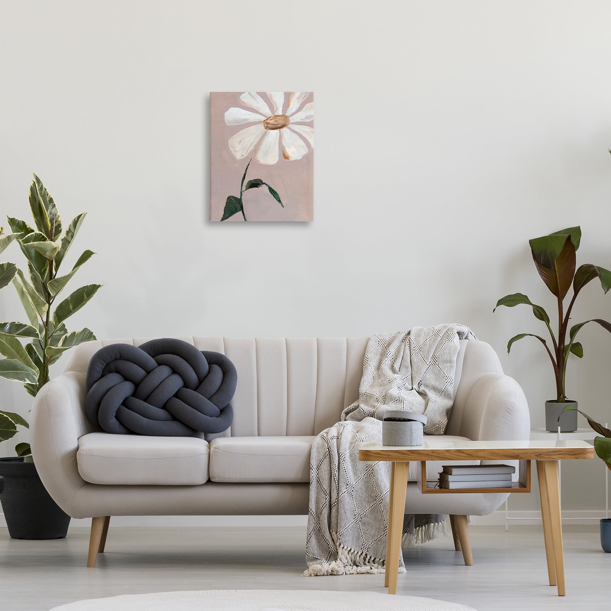 Stupell Industries Single Daisy Sprig Plants & Flowers Painting Wrapped Canvas Art Print Wall Art, 16 x 20