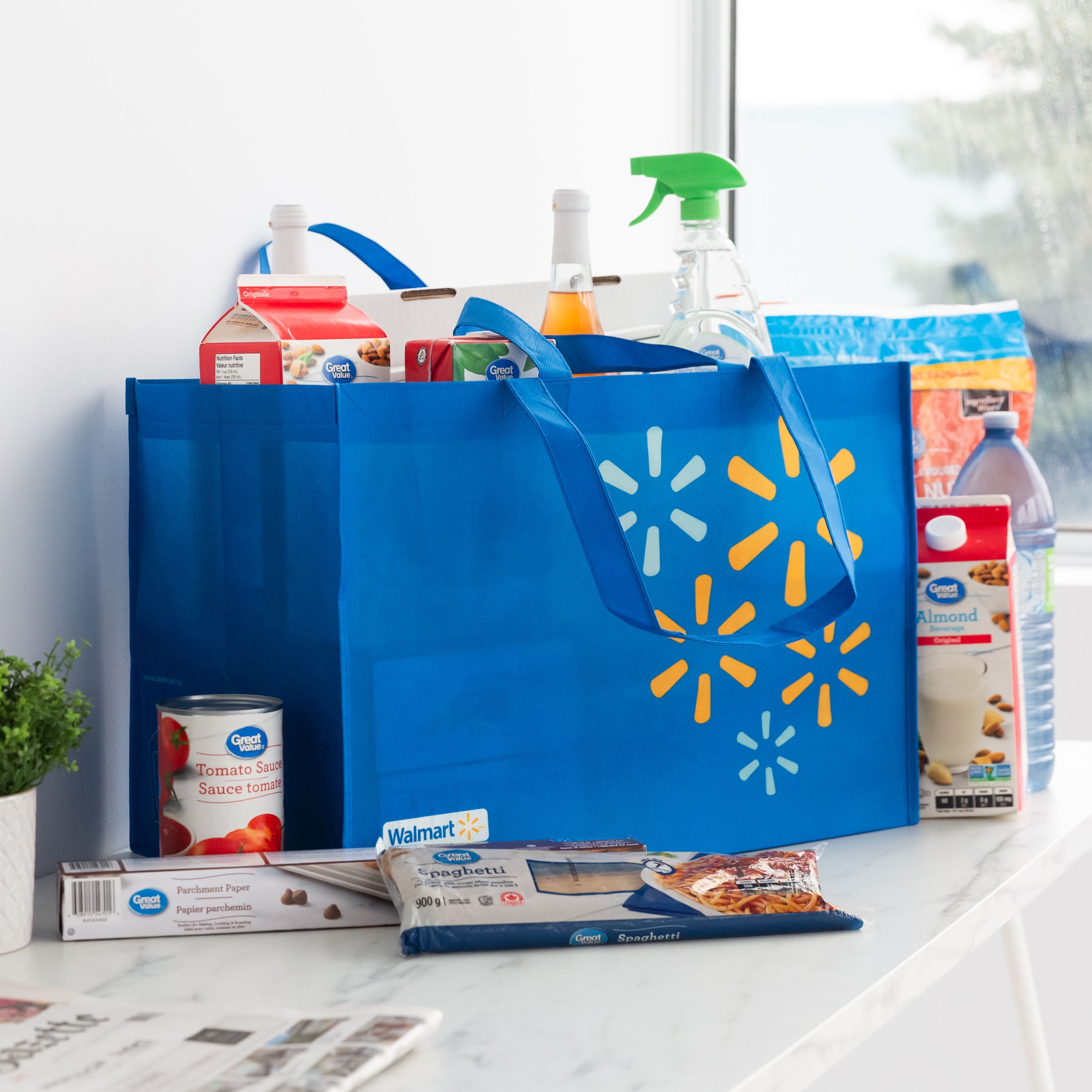 Reusable Grocery Shopping Bag with Double Handles, Large Capacity Heavy Duty Tote Bag for Groceries