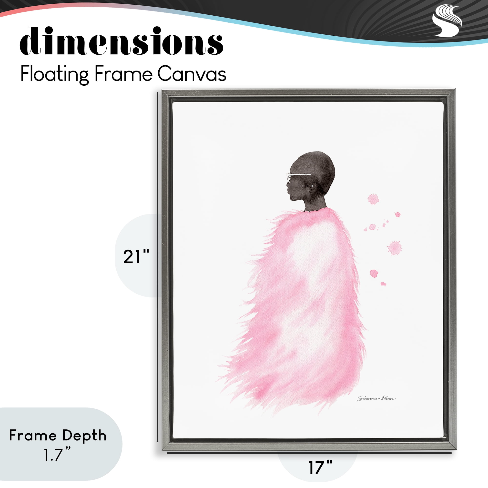 Stupell Industries Pink Fur Coat Portrait Gray Framed Floater Canvas Wall Art, design by Simone Elum