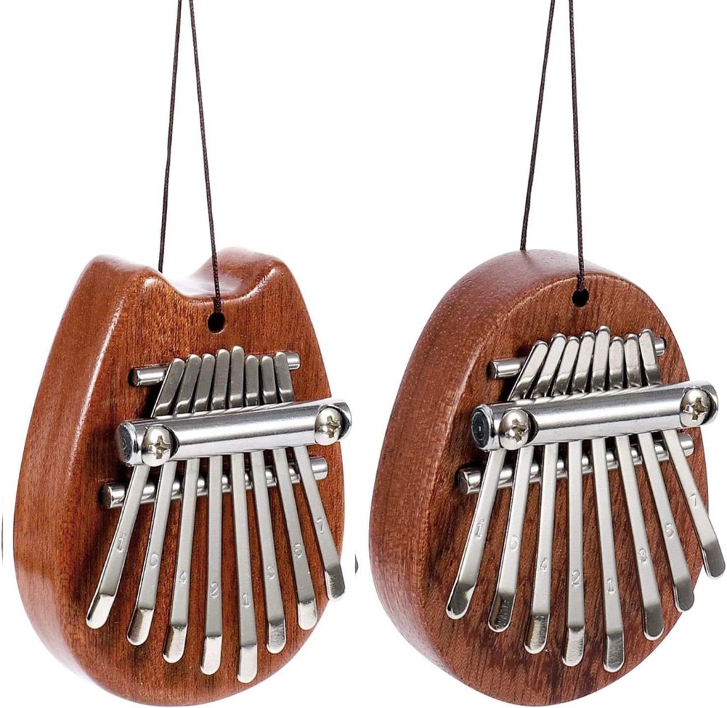 2 Pack Mini Thumb Piano, 8 Keys Portable Mbira Sanza Finger Piano, Wood