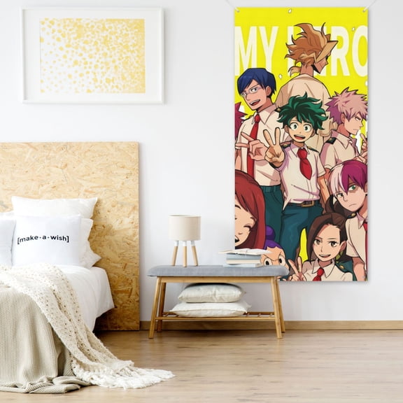 My Hero Academia Door Cover Decorated Banner Background Decorative Tapestry Holiday Party Photography (35.4″ X 72.8″)