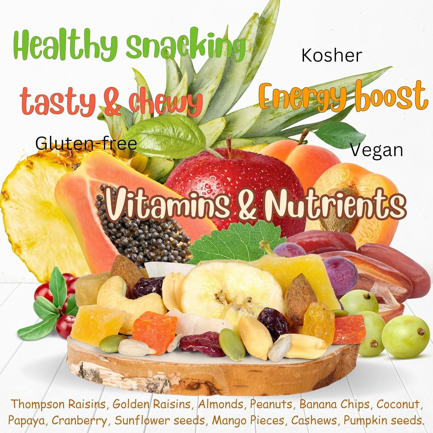 Tropical Mix Trail mix by Its Delish, 5 Lbs Bulk Bag  High Energy Boost Fruit and Nut Healthy Snack Medley with Protein & Vitamins with Mixed Nuts & Dried Fruits Snack  Keto, Vegan, Kosher