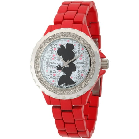 Disney Minnie Mouse Women's Enamel Spark Red Alloy Watch, Red Alloy Bracelet