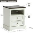 thumbnail image 3 of Nightstand with Charging Station Set of 2, Farmhouse Night Stand with 2 Drawers, Bedside Cabinet for Bedroom, End Table Side Table with Storage (1, White), 3 of 16