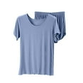 thumbnail image 2 of Endives Women's Pajama Sets Summer Cotton Short Sleeved T Shirt For Women Loose Large Size Bottoming Shirt Two Piece Pajamas Set, 2 of 6
