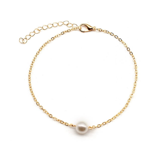 Tobilleras de aleación de Oro Sonducket con perlas falsas estilo Universal Oro