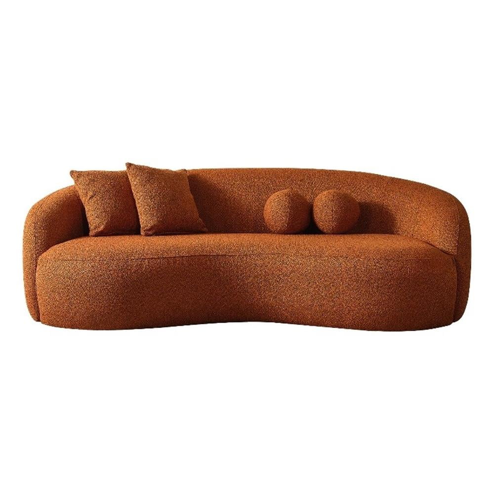 Bloom Modern Japandi Style Curvy Sofa in Dark Yellow, Luxury