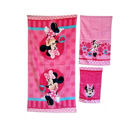 - Disney Pixar MINNIE MOUSE 3-PC Towel Set, 100% Cotton Bath Towel 25