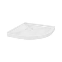 Marquette 32" x 32" Round Corner Double-Threshold Shower Pan Base with Center Drain in Glossy White