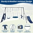 thumbnail image 5 of Enyopro Backyard Swing Sets for Outside, 440lbs Swing Set with Slide, Saucer Swing, Face-to-Face Swing, Basketball Hoop and Soccer Net, Outdoor Playground Playset for 3+ Kids, Blue, 5 of 8